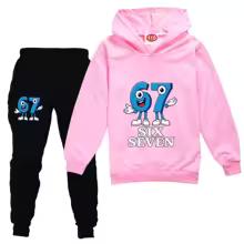2 Stück Steal A Brainrot Kinder Trainingsanzug Set Anime 67 Six Seven Hoodies Hosen Neu Dünnes Sweatshirt Jogginghosen Anzug Kinderkleidung