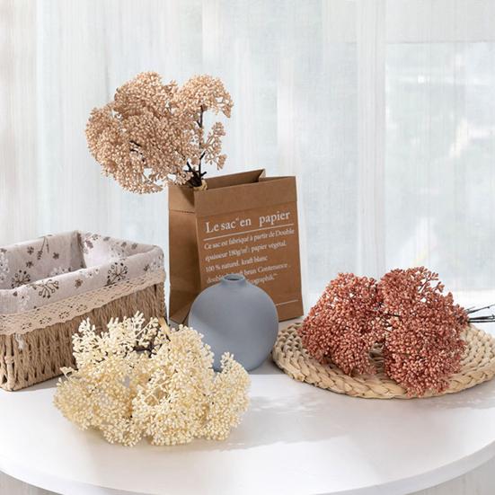6 Bundles Artificial Aglaia Odorata Branch Realistic Fake Fruits Berries Stem for Home Office Indoor Flower Arrangement Wedding Party Centerpiece