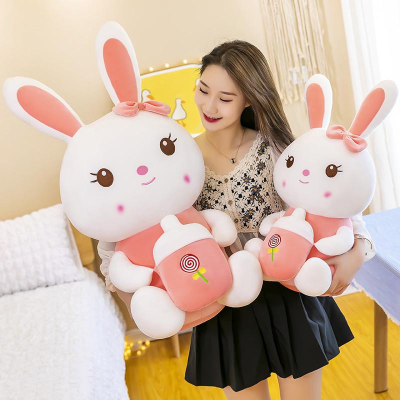 Baby Bottle Rabbit Plush Toy Cute Cartoon Child Girl Sleeping Gift Companion