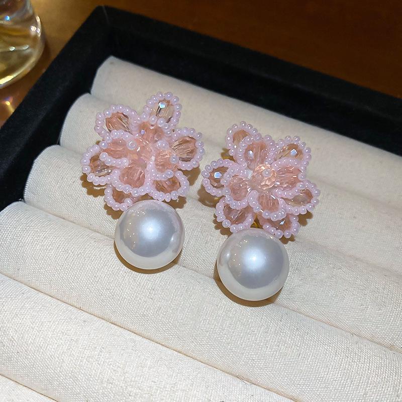 Silver Needle Zircon Pearl Tassel Earrings - Elegant Retro Design for Women