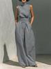2026 Spring/Summer European & American Women's Cotton Linen Sleeveless Long Pants Casual Set