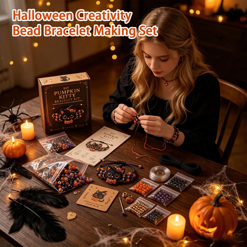 Kit per la creazione di braccialetti con perline fai da te per Halloween - Set creativo per bambini e adulti