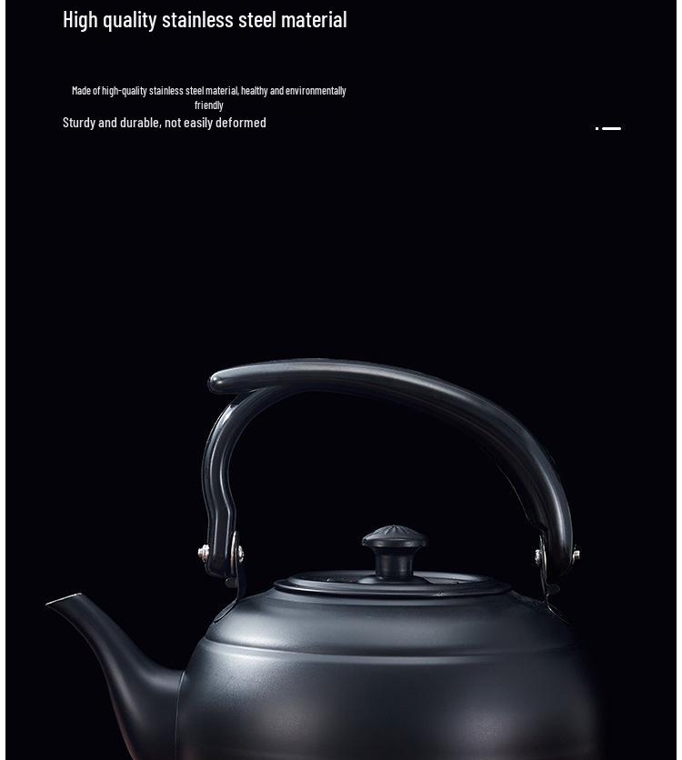 Thickened Stainless Steel Black Classical Teapot for Restaurant and Hotel, Induction-Compatible, Small Tea Art Kettle.