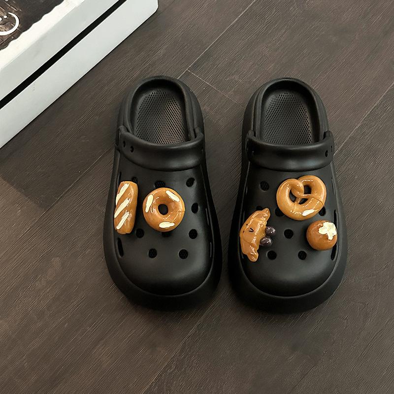 

Милая мультяшная девочка ключ около двух отверстий для ношения обуви лето новая модная одежда универсальные повседневные пляжные сандалии 36-37 чёрный