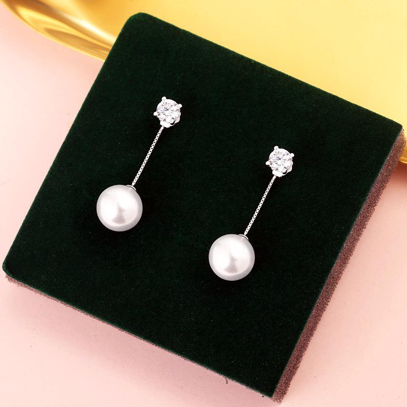 S925 Sterling Silver Pearl Shell Dangle Earrings - Japanese Korean Simple Style for Women 925 Silver