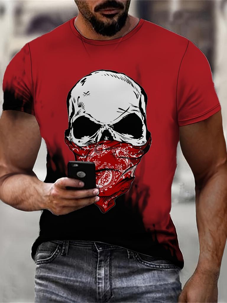 T Shirt Unisex Punk Skull Printed TShirt Summer Streetwear Crew Neck Oversized TShirt Short Sleeve Tee Tops Unisex Designer Clothes