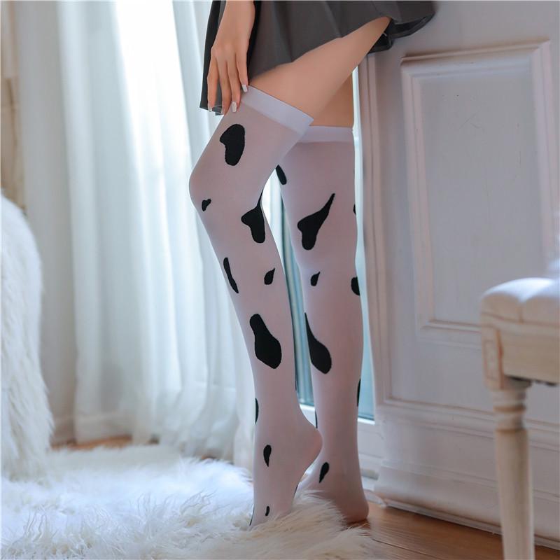 Japanese Cute Thigh High Milk White Polka Dot Stockings - Erotic Over the Knee High Top Socks for Women