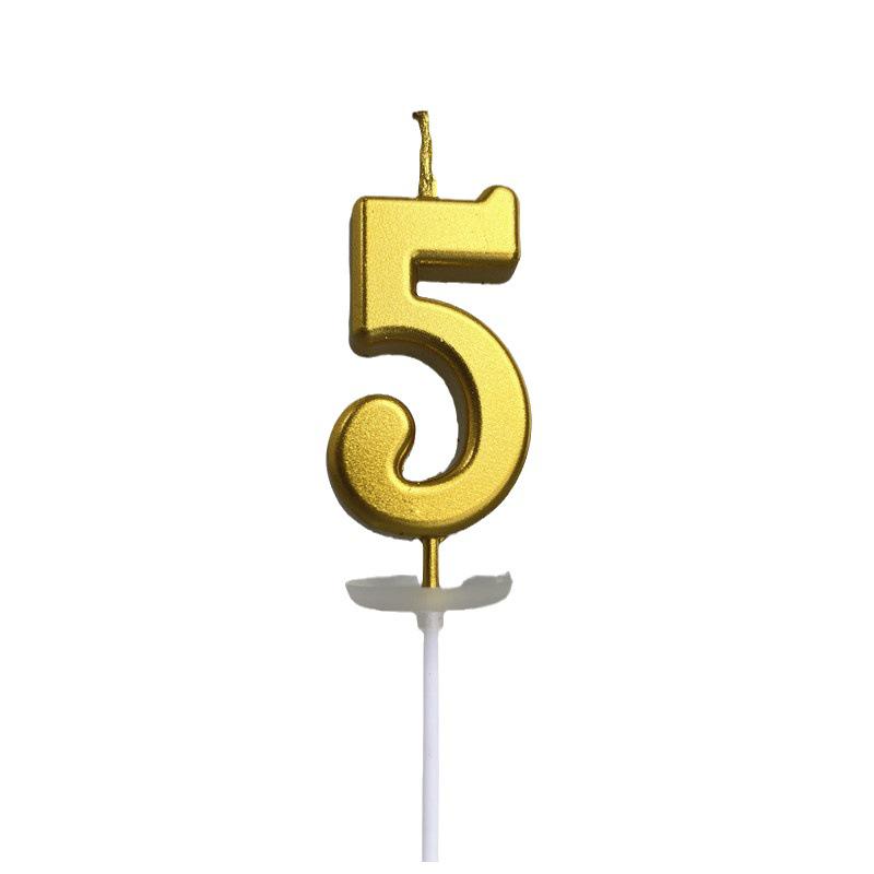 Gold Plated Birthday Cake Number Candles - Creative Dessert Table Decoration