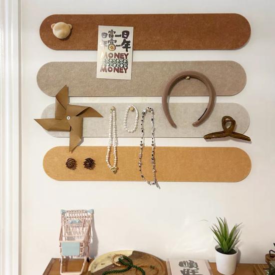 Felt Pin Board Strips Bulletin Board Home Office Wall Decor Self Adhesive Cork Board with Pins for Notes Photos Schedules