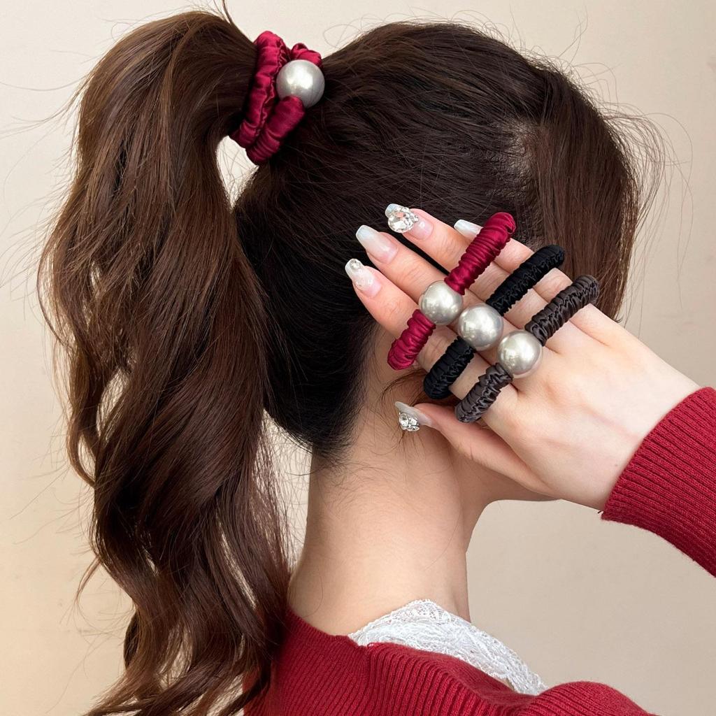 Retro Satin Pleated Hair Tie for Women - High Elasticity, Durable Hair Accessory for Ponytails