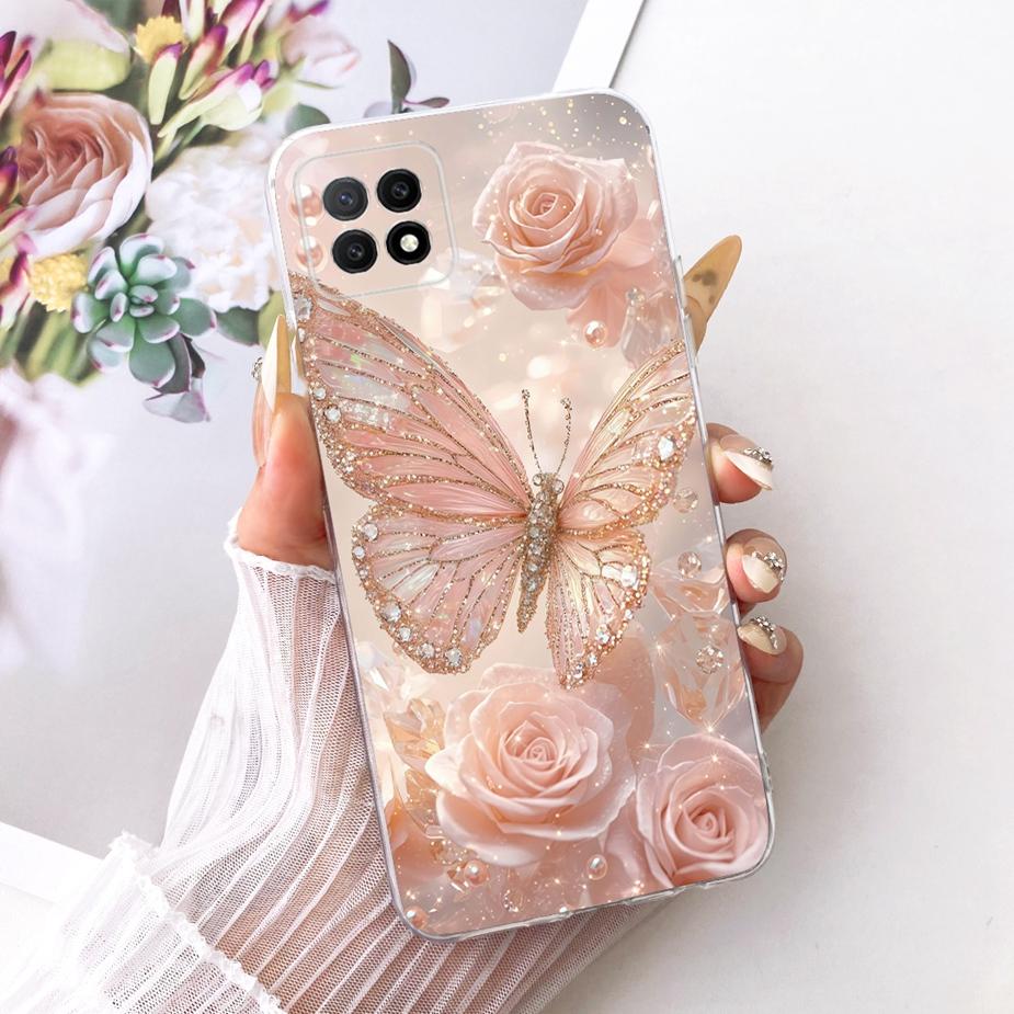 For Oppo A73 5G Case CPH2161 Luxury Flowers Butterfly Painted Cover Soft Slim Phone Case For Oppo A72 5G OppoA73 5G Fundas Coque