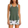Women Two Piece Athletic Swimsuit Tank Top and Boyshorts Set with Printed Design Soft Fabric Quick Drying Swimwear for Outdoor Activities