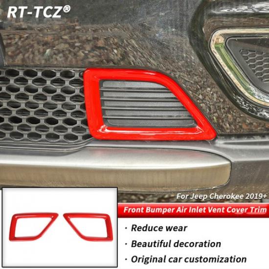 Exterior Front Bumper Air Inlet Vent Decor Cover Trim For Jeep Cherokee 2019+Red
