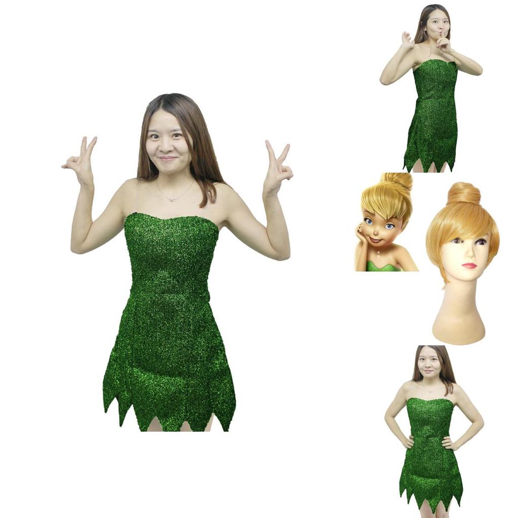 Fee Tinkerbell Cosplay Kleid Grün Pixie Kostüm Für Erwachsene Mit Niedlichem Design Und Baumwollmischgewebe