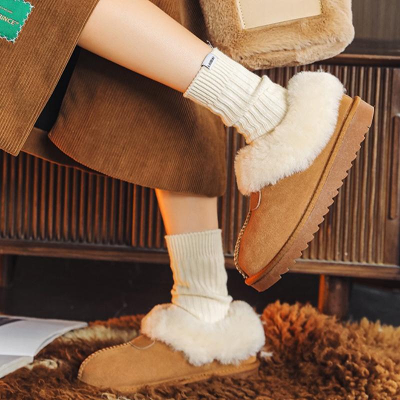 Fashion Winter Women Snow Boots 2025 Fashion New Round Head Concise Slip On Flats Boots Casual Wear Resistant Short Flat Boots