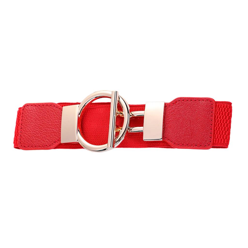 Women Stretch Waist Belt Fashionable Elastic Metal Buckle Adjustable Cincher For Dresses Casual Outfit Party Office Wear