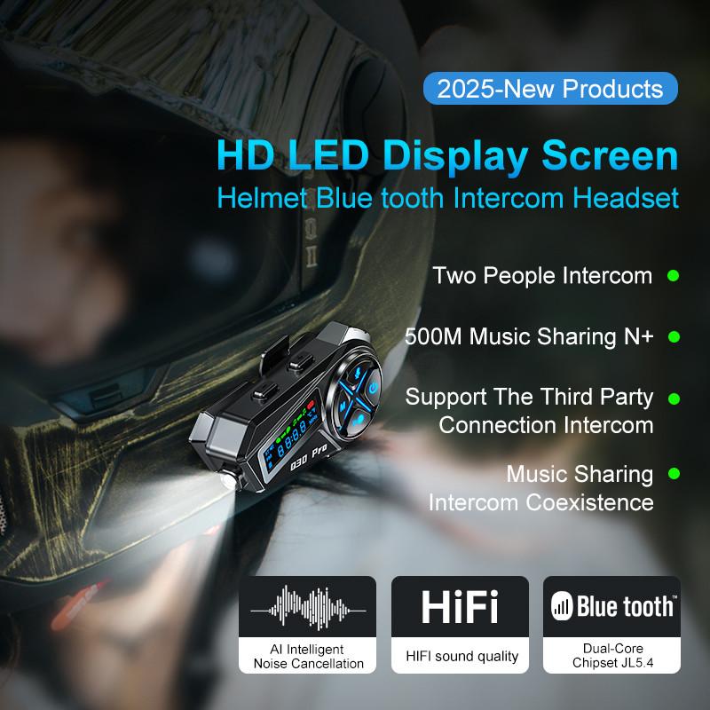 Motorcycle Bluetooth Intercom Q30 Pro 500M Wireless Helmet Communication System