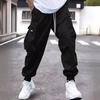 New Summer Retro Work Pants Men's Casual Trousers Loose Sports Straight Tying Pants