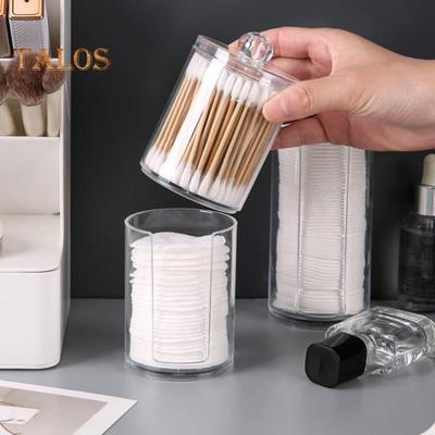 Makeup Cotton Pad Organizer Bathroom Storage Box for Cotton Swabs Cosmetics Jewelry Makeup Remover Pad Container with Bamboo Lid