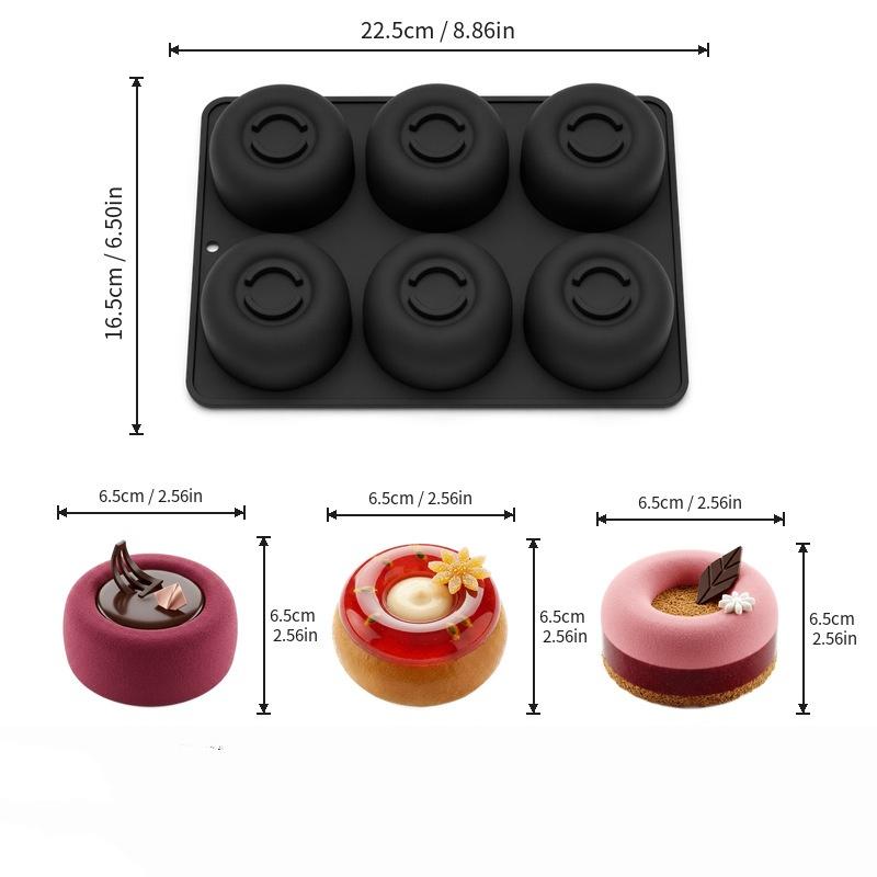 Molde de Silicona Circular Cóncavo de 6 Celdas para Pastel, Molde Francés de Mousse de Grado Alimenticio, Molde para Velas, Herramientas de Cocina para Postres y Repostería