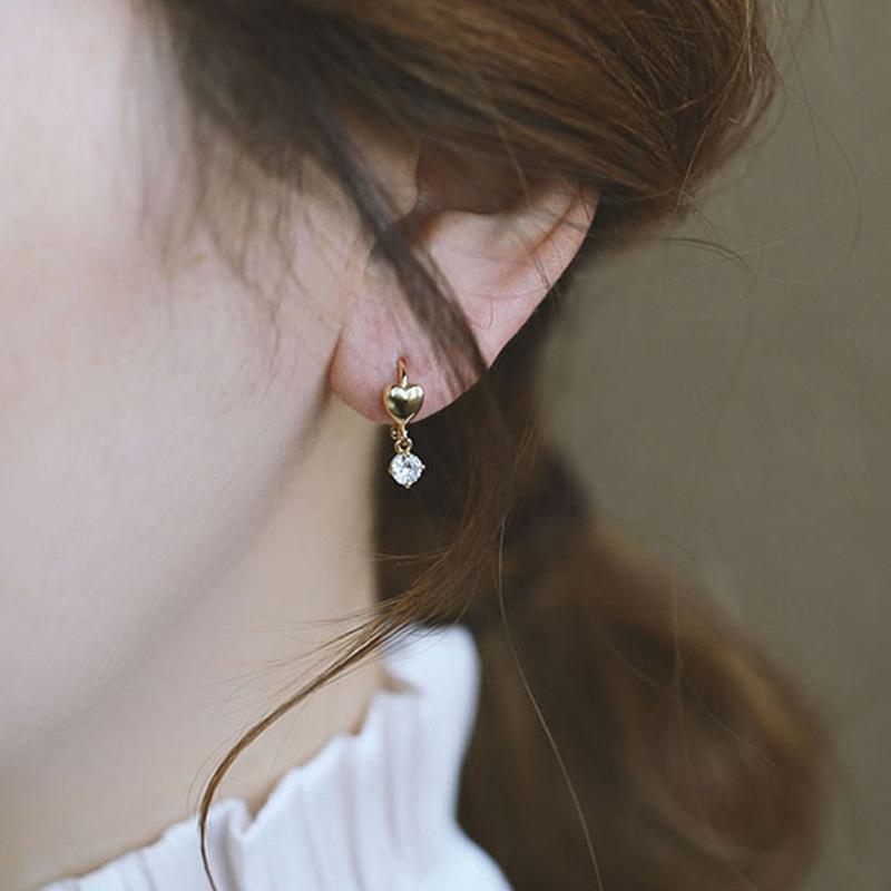 Fashion Zircon Heart Ear Cuffs Retro Luxe Commute Earrings Unique Design Women Jewelry