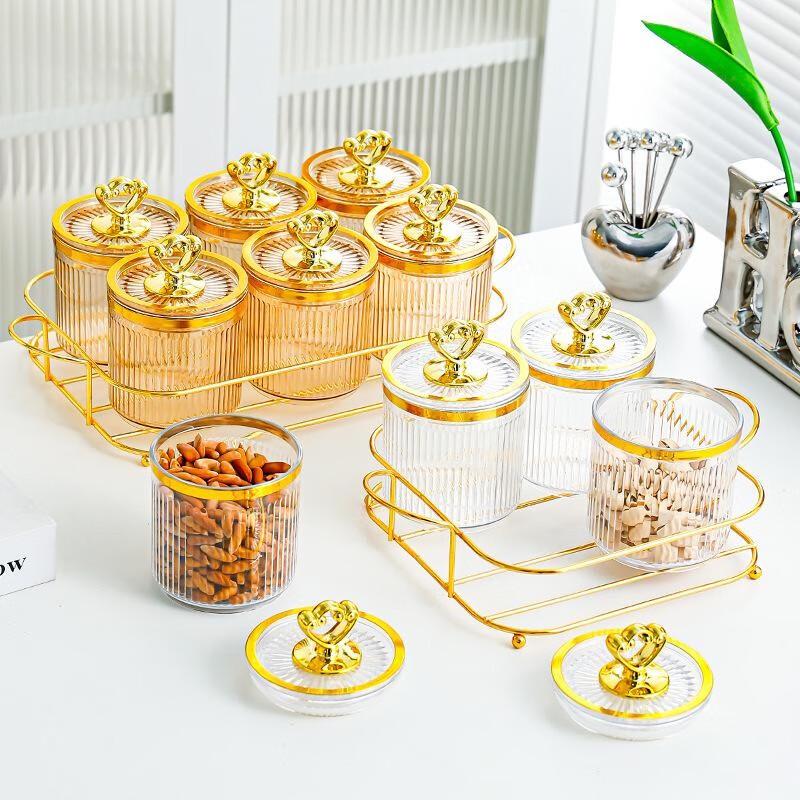 LISM Kitchen Food Storage Jar Set with Golden Rack