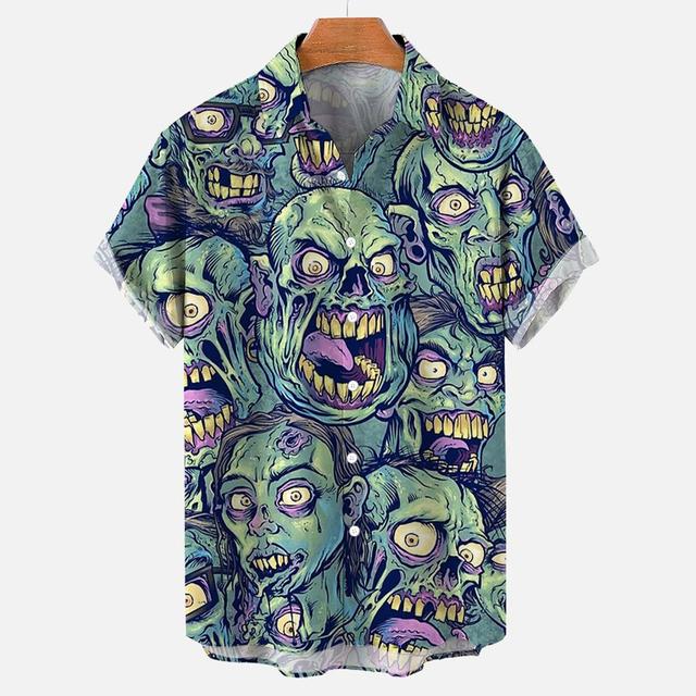 Summer Skull 3d Hawaiian Shirt for Man Oversized Casual Men's Shirts Streetwear Beach Male Tops Short Sleeve Blouse Trendy Tees