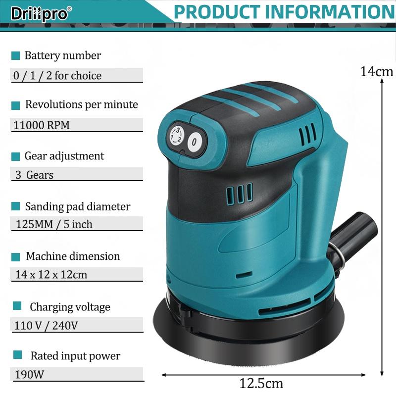 NEW Cordless Electric Sander Car Polisher 3 Gears of Speeds Adjustable Auto Polishing Machine Wood Metal Waxing Grinding Machine 125mm