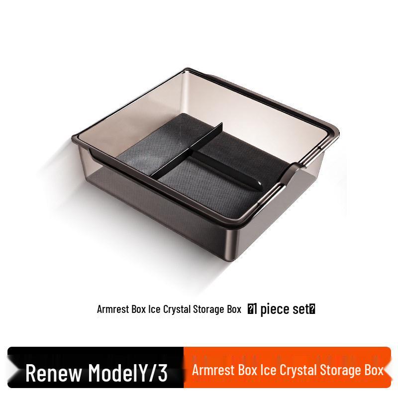 Transparent Armrest Storage Box for Tesla Model Y/3 Six-Seater Central Console