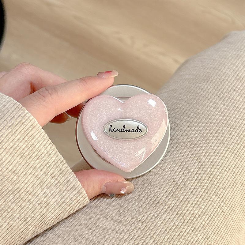 Little Fresh Girl Heart-Shaped Mobile Phone Airbag Bracket Magnetic Glitter Magsafe Ring Desktop Watching Drama Lazy