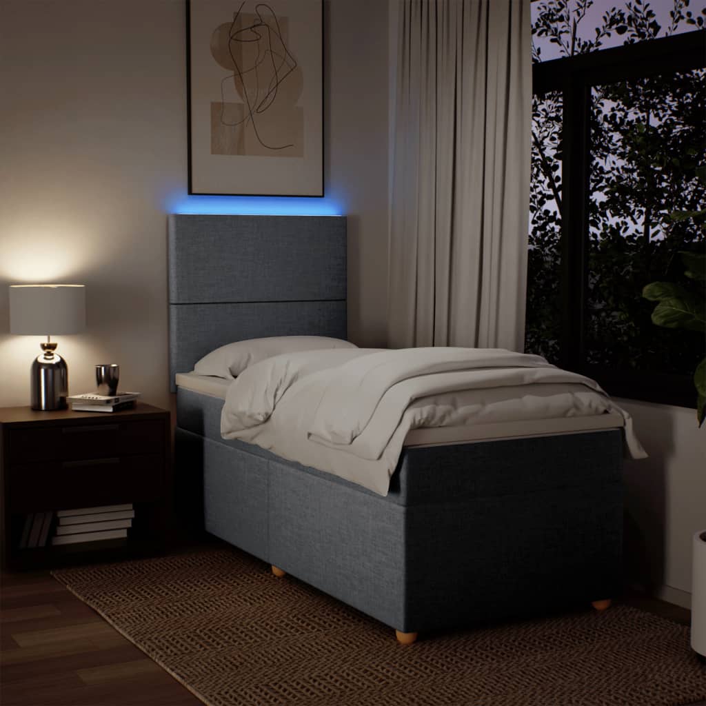 Vidaxl Letto Continentale Con Materasso, Grigio Chiaro, Tessuto, 80X200 Cm