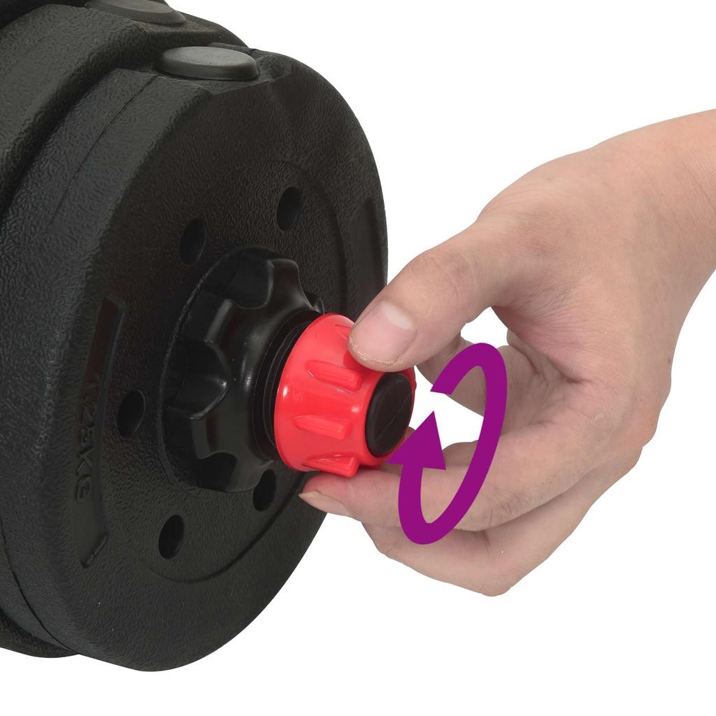 2 In 1 Adjustable Dumbbell and Barbell Set 30 Kg Black and Red