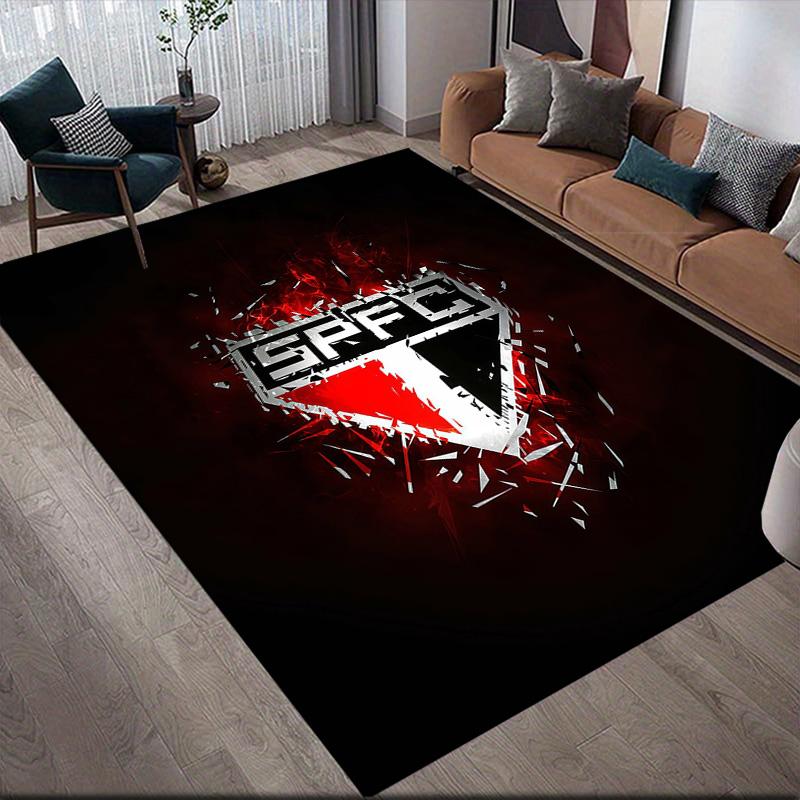 Sao Paulo FC Flannel Pattern Square Carpet,Area Rug,Carpet Rug for Living Room Bedroom Sofa Playroom Decor,Non-slip Floor Mat