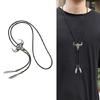 Men Women Western Cowboy Bolo Tie Vintage Turquoises Pendant Jewelry Leather Rope Necktie Tie Metal Feather Necklace