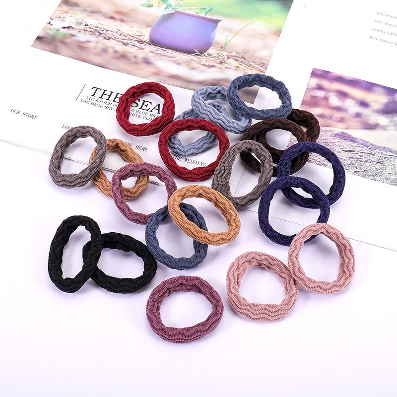 Jacquard High Elasticity Towel Ring Hair Tie – Korean Wave Grid Style