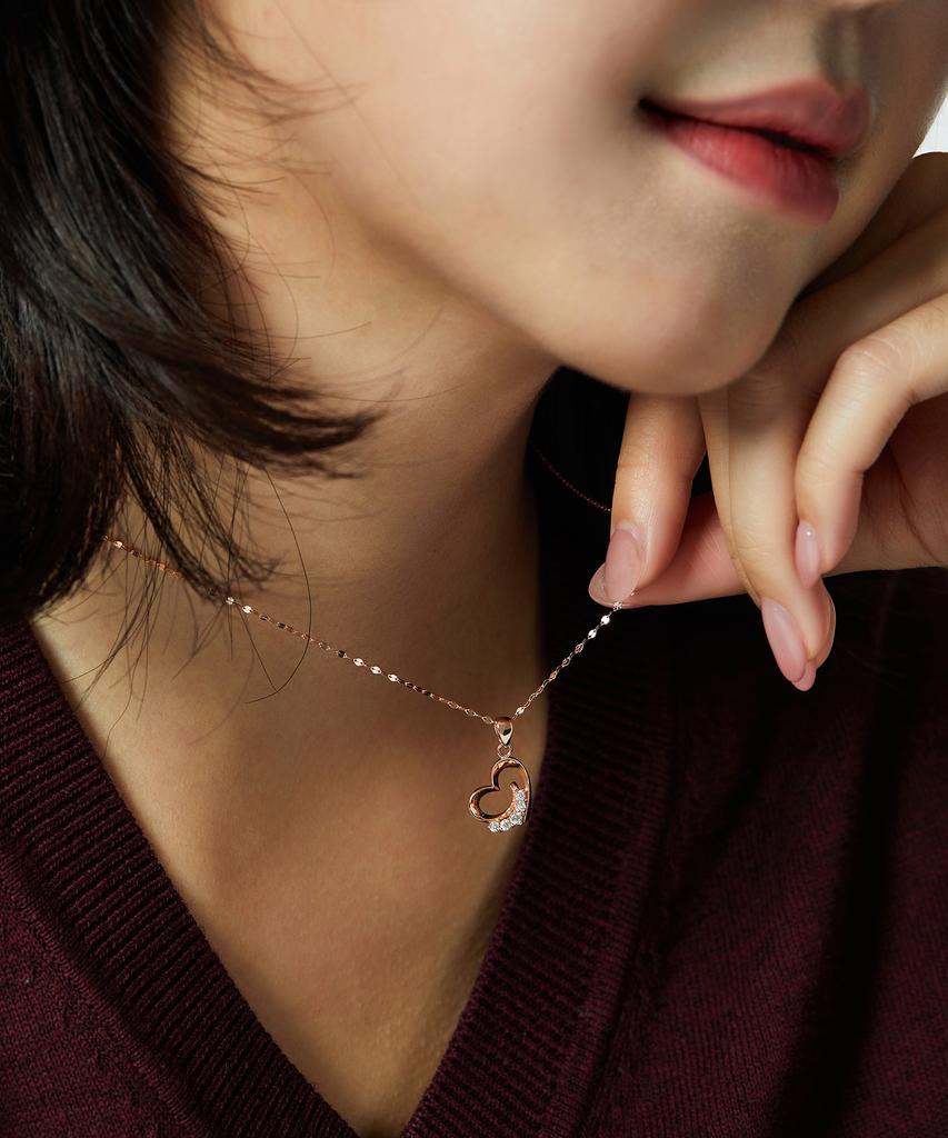 Helene Jewelry 14K Cherish Heart Cubic Gold Necklace