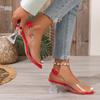Fashion Crystal Sandals Summer New Square Head Transparent Strap Rivets Metal Chain Anti-slip Wear-resistant High Heels