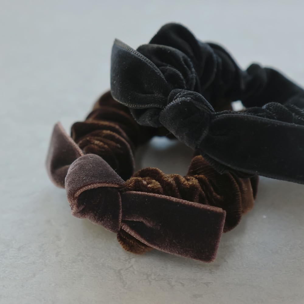 JewelVOX Scrunchie Hair Velvet Ribbon Hair Simple and Cute for Adults Tie, Women's Accessory, (Black)