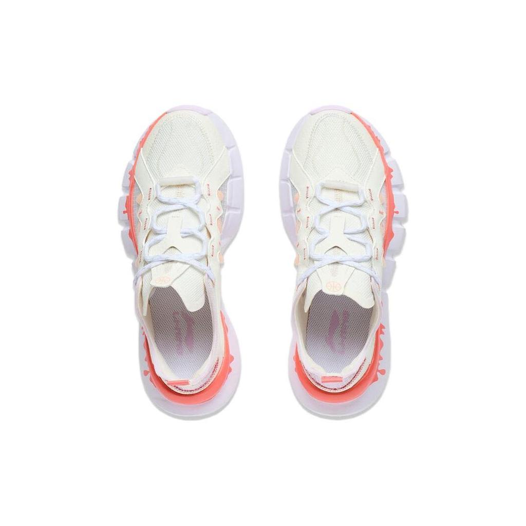 Li Ning Wade Essence Comfortable Slip Resistant Abrasion Resistant Low Top Casual Shoes Women's White Purple Pink ABCT050-3