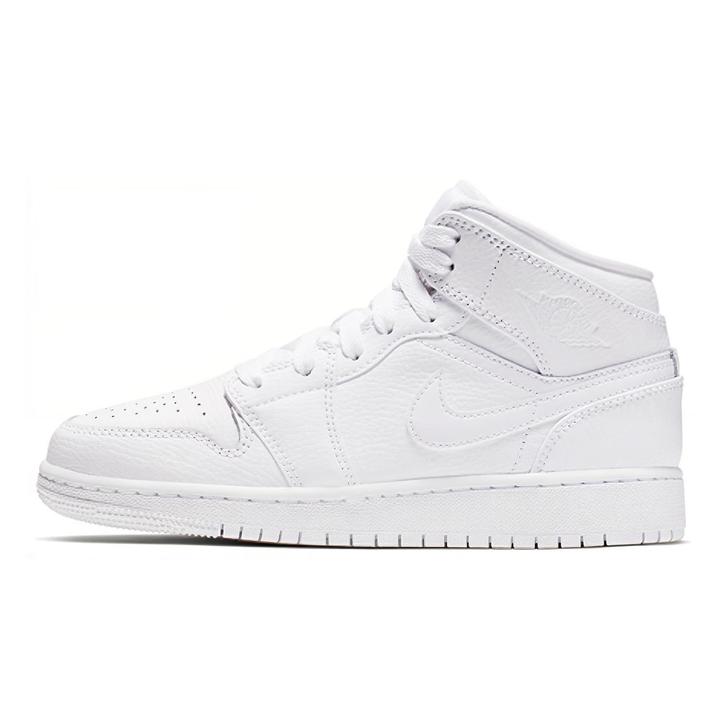 (GS) Air Jordan 1 Mid Triple White Kids 554725-129 EU 38.5