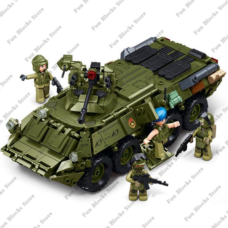 SLUBAN Militär BTR-80 AS IFV Panzerwagen Fahrzeug Modell Bausteine Sets Soldat Figuren Ziegel Kinderspielzeug