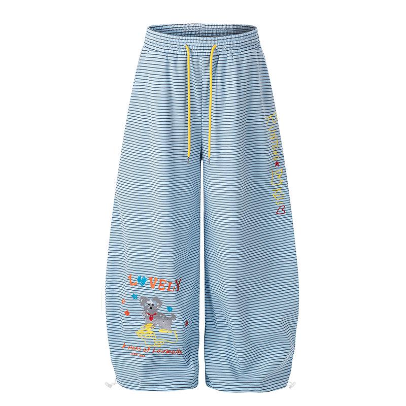 

Women s American Retro Stripe Puppy Sweatpants - Spring 2026 Loose Fit, Slimming, Street Dance Casual Pants XL синій
