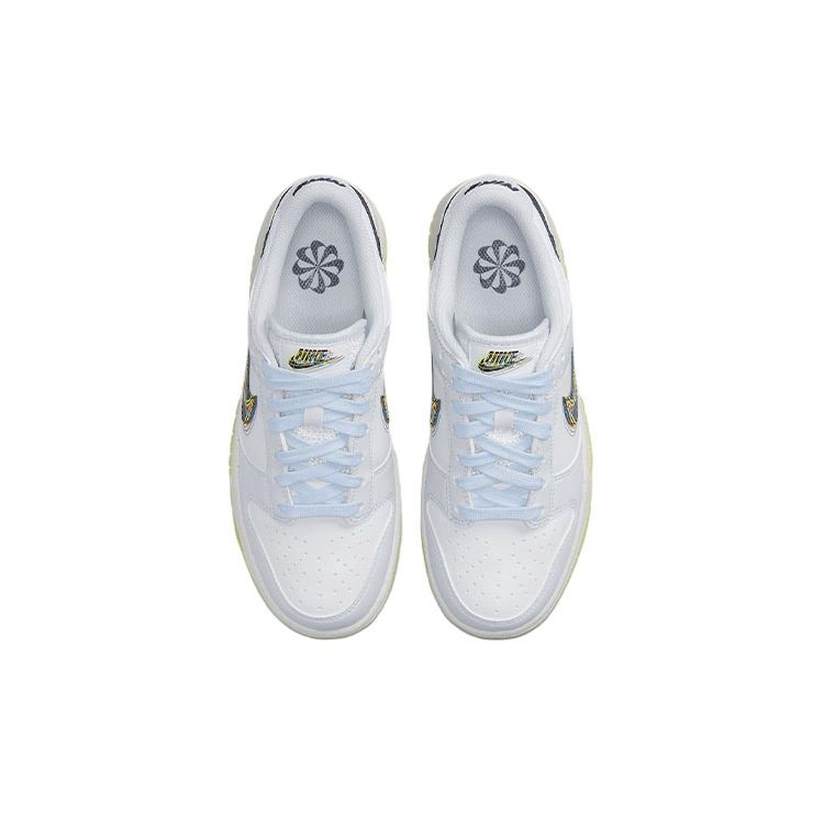 Nike Dunk Low GS 3D Swoosh Sneakers Bambino Bianco Blu-Nerastro Volt DV3478-100