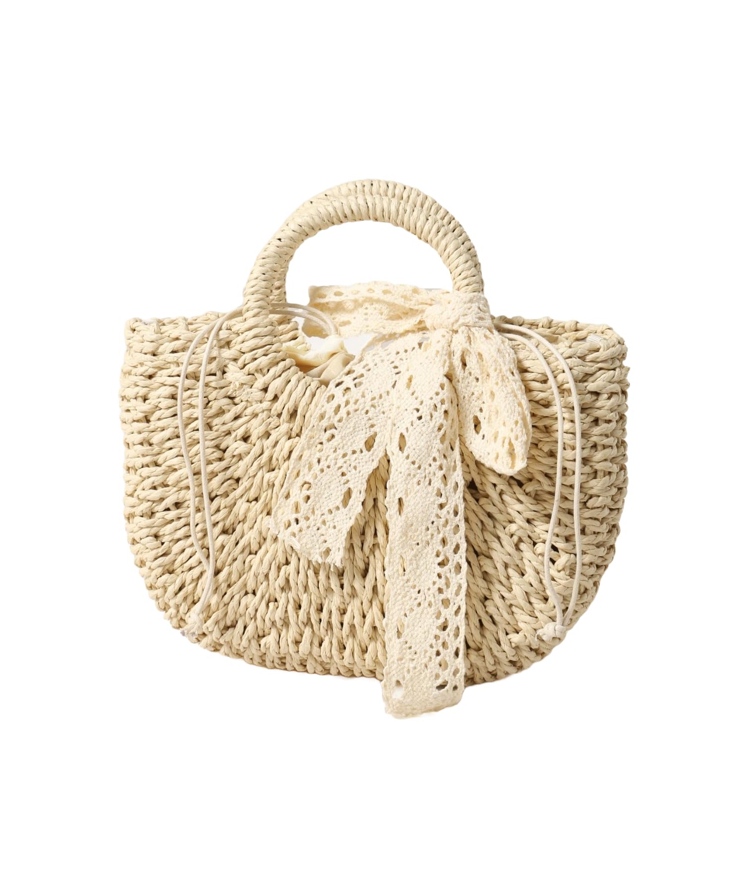 

WEGO PHILLY Lace Ribbon Mesh Girly and Size White Ivory Bag, Cute, Women s, F,