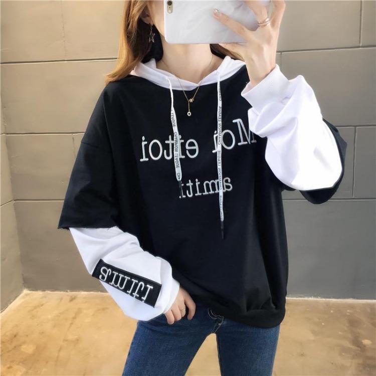 Women Korean Style Oversized Cotton Hoodies Casual Winter Sweatshirt Female Embroidery Letter Modis Harajuku Shirt Tops