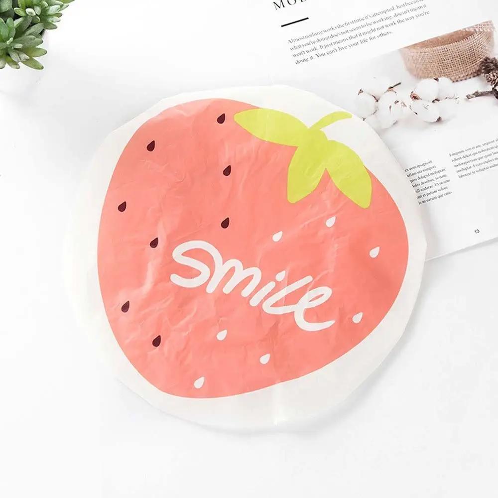 Cute Fruit Pattern Waterproof Shower Cap Cartoon Lace Elastic Band Bath Hat for Adults Women Bathroom Products