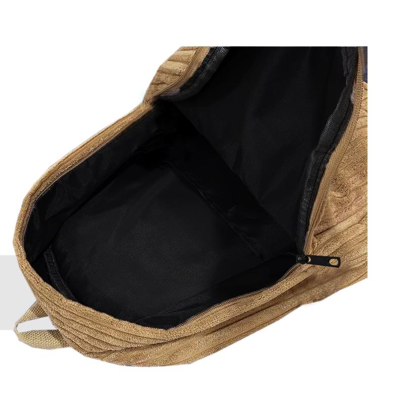Chic Stylish Corduroy Backpack Multi- Adjustable-Strap Lightweight for Daily Commute Casual Functional Stylish Bag