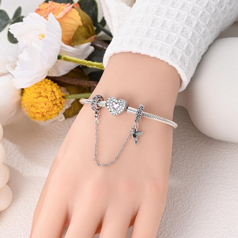 Trendy 925 Silver Large Billed Bir White Dove Parrot Feather Charms Beads Fit Pan 925 Original Bracelets DIY Luxury Fine Jewelry
