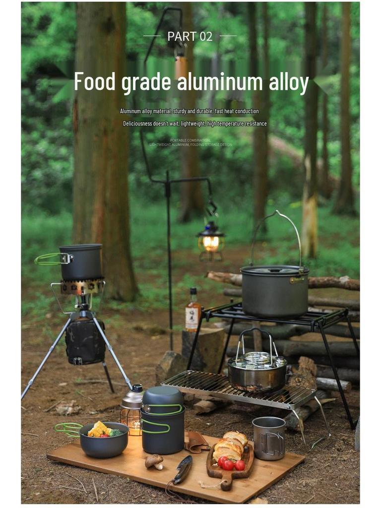 DS-201 Outdoor Multi-Purpose Cookware Set for 2-3 People: Perfect for Camping, BBQs, and Picnics