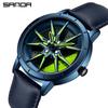 Sanda Men's Racing Concept Quartz Watch with 3D Hollow Dial and Rotating Waterproof Design